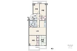 緑地公園グランドハイツ 3LDKの間取図画像