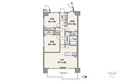 モンセーヌ東三国 3LDKの間取図画像