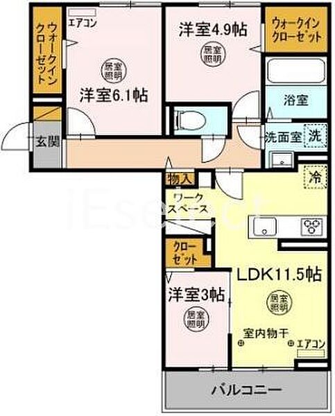 千葉県東金市台方(賃貸アパート3LDK・3階・62.93㎡)の写真 その2