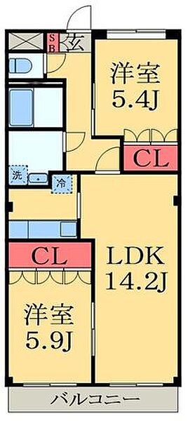 千葉県市原市松ケ島１丁目(賃貸マンション2LDK・2階・58.32㎡)の写真 その2