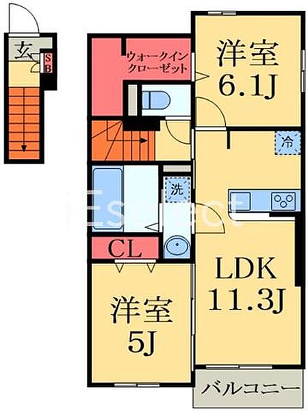 千葉県茂原市早野(賃貸アパート2LDK・2階・57.54㎡)の写真 その2