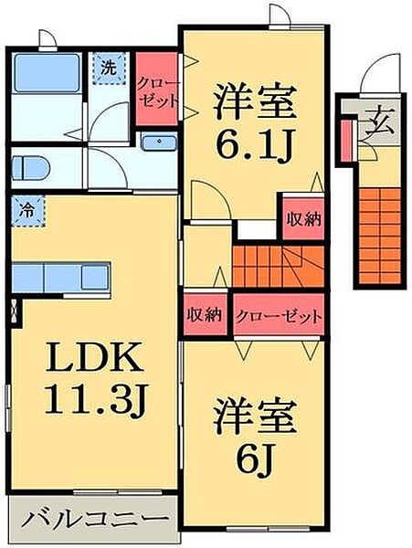 千葉県大網白里市仏島(賃貸アパート2LDK・2階・57.07㎡)の写真 その2