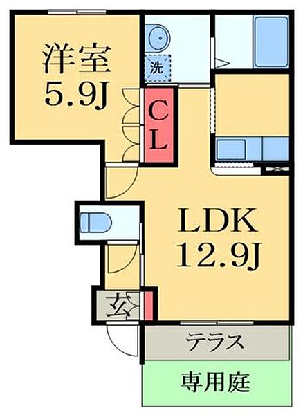 千葉県茂原市大芝(賃貸アパート1LDK・1階・42.78㎡)の写真 その2