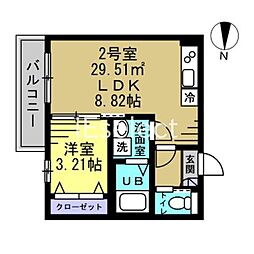 京成千原線 千葉寺駅 徒歩10分の賃貸アパート 3階1LDKの間取り