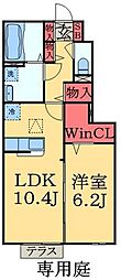 京成千原線 学園前駅 徒歩8分の賃貸アパート 1階1LDKの間取り