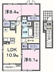 JR外房線 大網駅 徒歩24分の賃貸アパート 2階2LDKの間取り