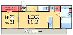 JR内房線 浜野駅 徒歩15分の賃貸アパート 3階1LDKの間取り