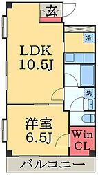 JR京葉線 蘇我駅 徒歩19分の賃貸マンション 2階1LDKの間取り