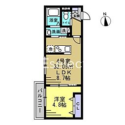 JR内房線 浜野駅 徒歩5分の賃貸アパート 1階1LDKの間取り