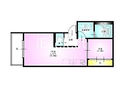 JR内房線 浜野駅 徒歩10分の賃貸アパート 2階1LDKの間取り