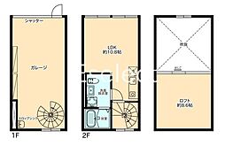 JR内房線 浜野駅 徒歩24分の賃貸テラスハウス 2階ワンルームの間取り