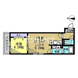 JR京葉線 蘇我駅 徒歩13分の賃貸アパート 2階1LDKの間取り