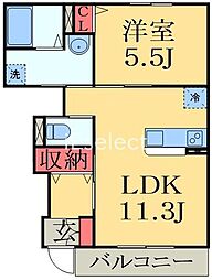 サニーウェルハヤノ 1LDKの間取図画像