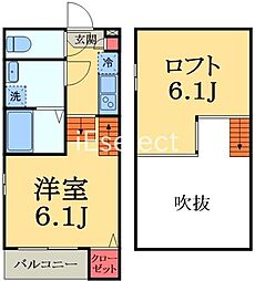 ハーモニーテラス末広 1Kの間取図画像
