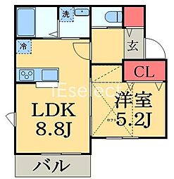 カームフ千葉寺 1LDKの間取図画像