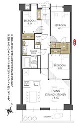 シャルマンコーポ鮎壺 3LDKの間取図画像