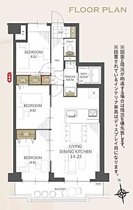 間取り：【間取図】全室フローリングでお掃除も楽々の間取り。各居室収納ありでスッキリ住空間を保てます。
