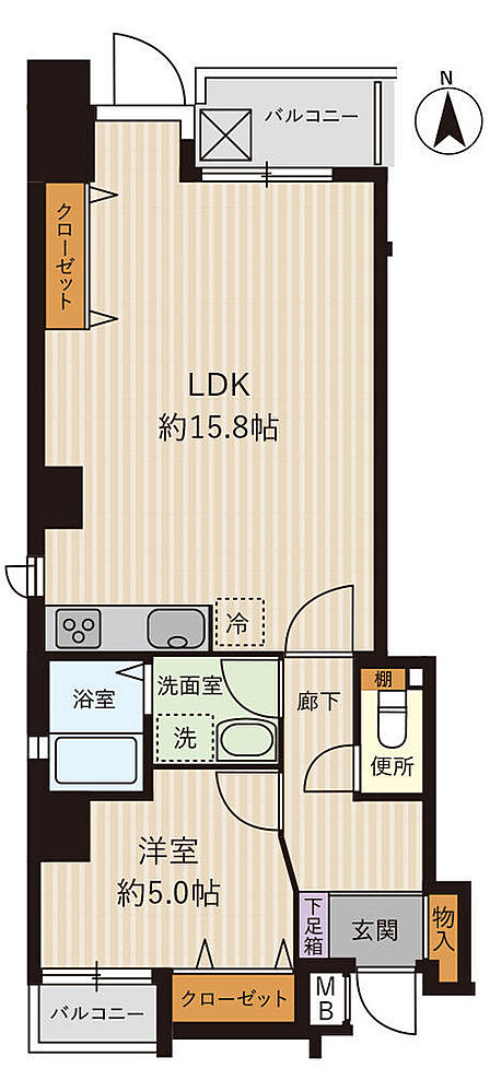 北・南両面バルコニー、明るい解放感のあるお部屋です♪