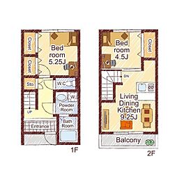 サニーガーデン meer C 2LDKの間取図画像