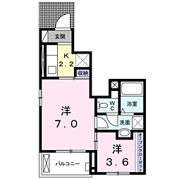 ポラリス 1Kの間取図画像