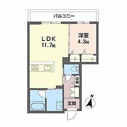 シャーメゾン グランシャンテ別府 1LDKの間取図画像
