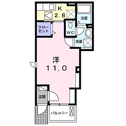 メゾンabecya2 1Kの間取図画像