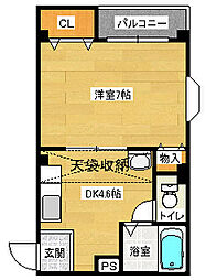 ラフィーネ鶴見 1DKの間取図画像
