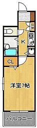 ダイナコート下到津2 1Kの間取図画像