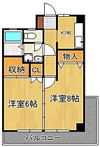 ルネッサンス真鶴  ｜ 福岡県北九州市小倉北区真鶴1丁目（賃貸マンション2K・6階・42.90㎡） その2