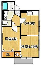 カーサ・森 2DKの間取図画像