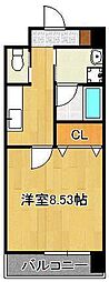 ラフィーネ到津学園通り 1Kの間取図画像