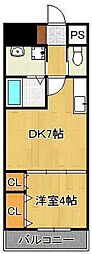 プルーム下到津 1DKの間取図画像