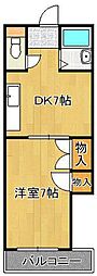 ハイツフクダ 1DKの間取図画像