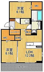 La Maison NAKAI 2LDKの間取図画像