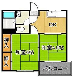 第2日之出ビル 1LDKの間取図画像