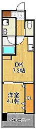 オーヴィジョンQULAS小倉金田 1DKの間取図画像