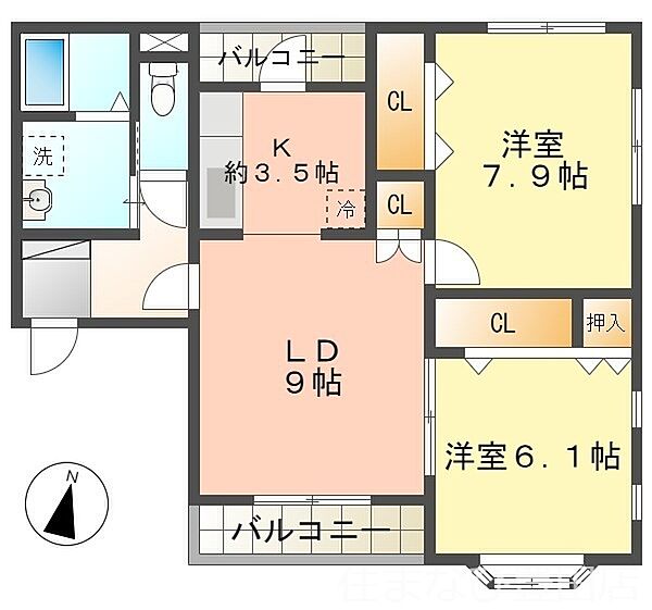 日之出丸太コーポIII ｜愛知県豊田市日之出町1丁目(賃貸アパート2LDK・1階・62.53㎡)の写真 その2