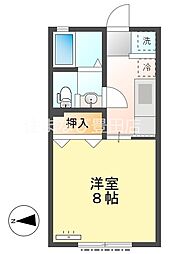 コーポ小原2 1Kの間取図画像