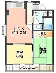エスポワール長谷川 2階2LDKの間取り