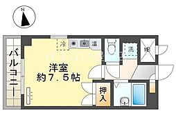 ルック神田 5階ワンルームの間取り