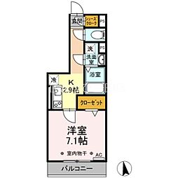 GRAND　D-room月見 2階1Kの間取り