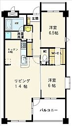 ボヌール 2階2LDKの間取り