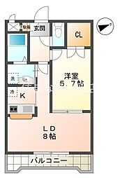 メロン宇佐美 1LDKの間取図画像