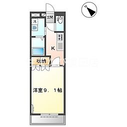 パインフォレスト 1Kの間取図画像