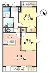 ルシアンアンサンブル 2LDKの間取図画像