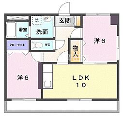 シティハイムころも 2LDKの間取図画像