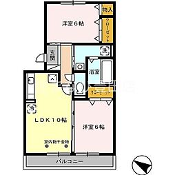 メゾンあざぶB 2LDKの間取図画像