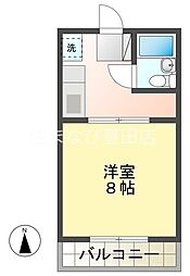 ハピネス秋葉 1Kの間取図画像