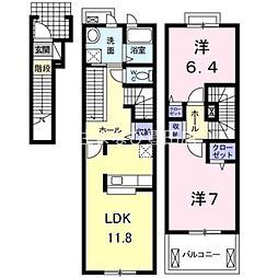 アライブレジデンス志 2LDKの間取図画像