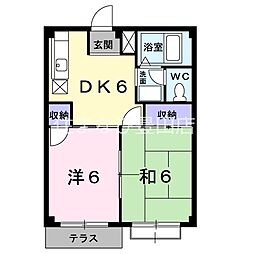 エルディム西山荘 2DKの間取図画像